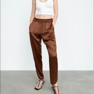 Zara Satin Effect Slit Trousers